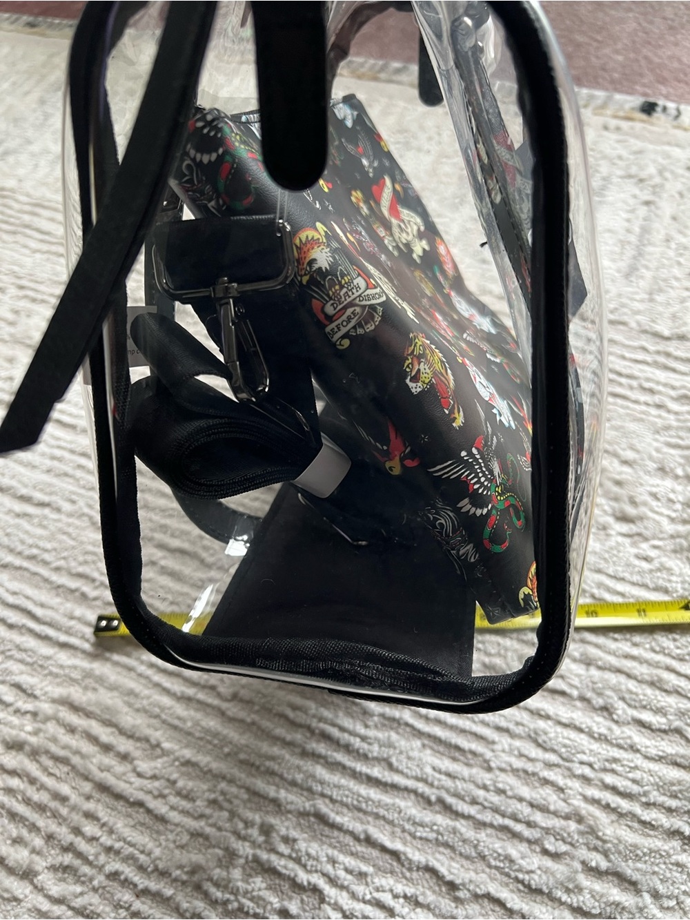 Ed Hardy Black Clear Satchel Handbag - Picture 4 of 5